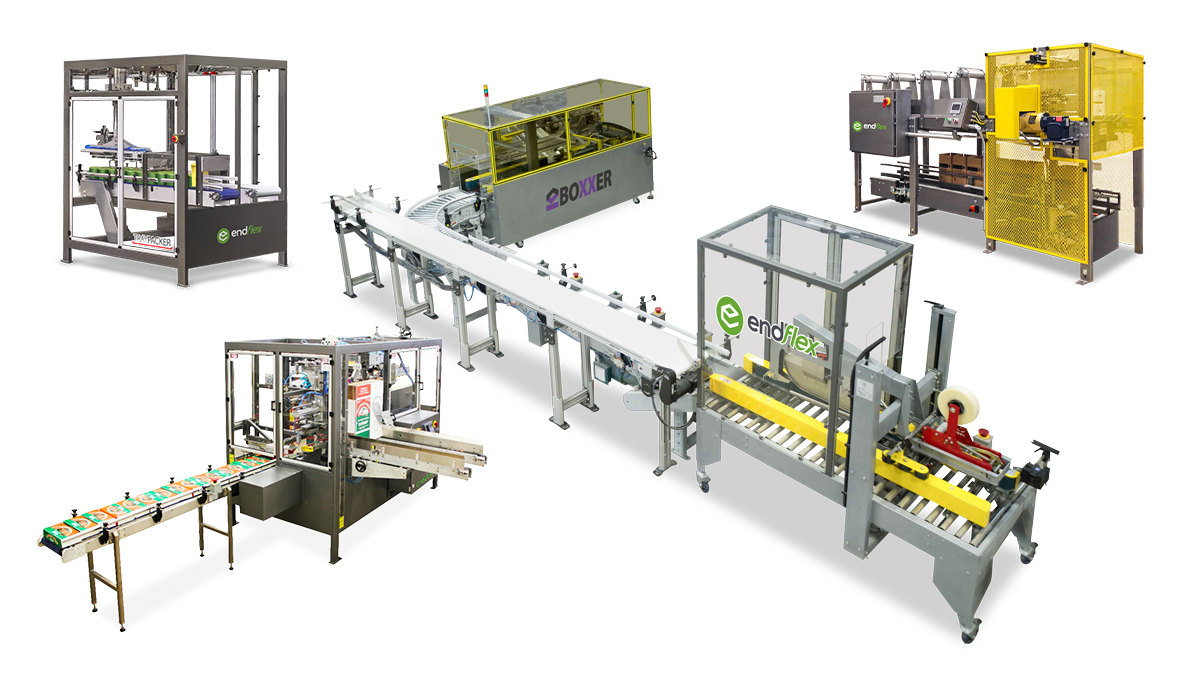 End of line case packing machinery