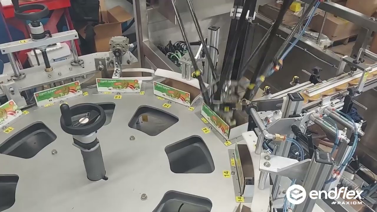 Kartnr Vertical Cartoning Machine to Pick and Place 4 Top Sealed Cups into a Carton